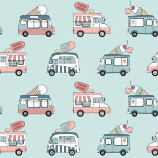 Vintage Ice Cream Trucks Wallpaper Mural