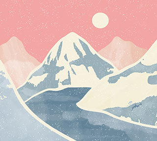 Mid century Modern Mountain Landscape Wallpaper Mural