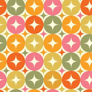 Mid Century Modern Retro Starburst Circles Wallpaper Mural