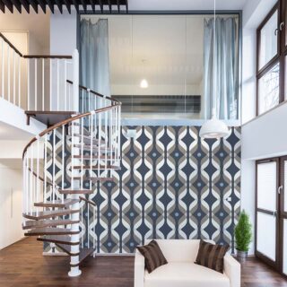 Mid Century Ogee Curved Pattern Wallpaper Mural