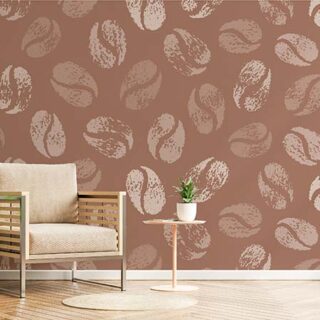Coffee Bean Pattern in Mocha Mousse Wallpaper Mural