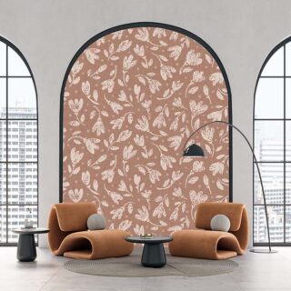 Flower Mocha Mousse Pattern Wallpaper Mural