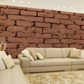 Mocha Mousse Color Brickwork Pattern Wallpaper Mural
