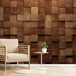 3D Wooden Cubes Texture Wallpaper Mural