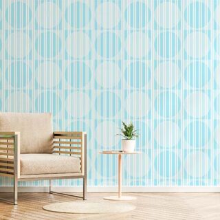 Light Blue Stripes With Square and Circle Wallpaper Mural