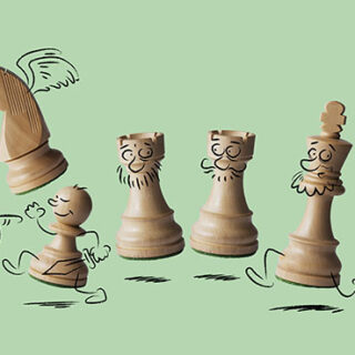 Funny Cartoon Chess Pieces Running Wallpaper Mural