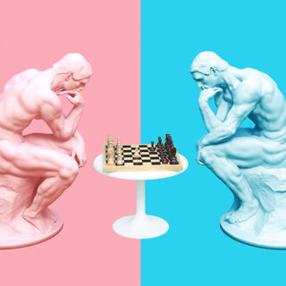 Two Thinkers Pondering The Chess Game Wallpaper Mural