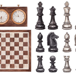 Watercolor Chess Wallpaper Mural