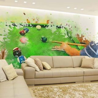Abstract Watercolor Snooker Player Painting Wallpaper Mural