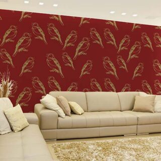 Sone ki Chidiya, Maroon Gold Chaffinch Birds Wallpaper Mural