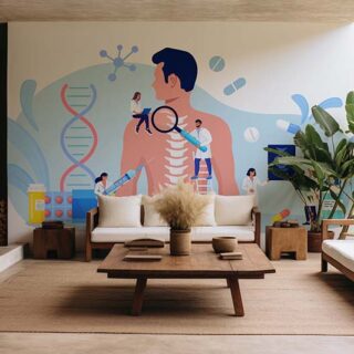 Physiotherapist Doing Spine Examination Wallpaper Mural