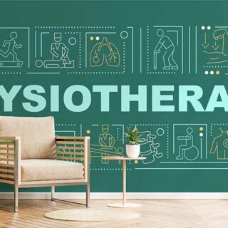 Physiotherapy Icons Green Background Wallpaper Mural