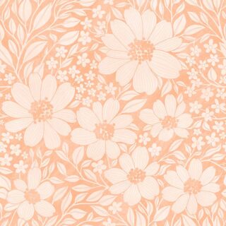 Pastel Peach Flowers and Leaves Pattern Wallpaper Mural