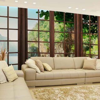 3D River View From Window Wallpaper Mural