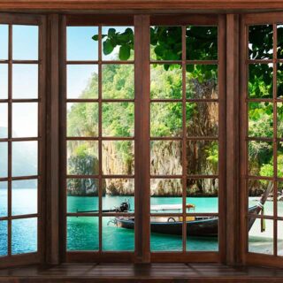3D River View From Window Wallpaper Mural