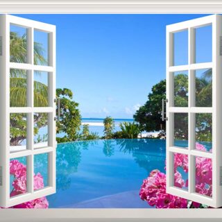 Beautiful View of Sea From Window Wallpaper Mural