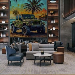Off Road Camo Jeep Painting Wallpaper Mural