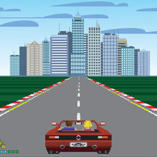 Pixelated Retro Arcade Racing Car Wallpaper Mural