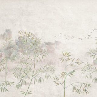 Bamboo Tree and Mountain Nostalgic Wallpaper Mural
