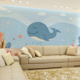 Boho Cute Whale Marine Theme Wallpaper Mural