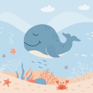 Boho Cute Whale Marine Theme Wallpaper Mural
