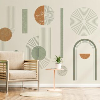 Boho Geometric Shapes in Nude Colors Wallpaper Mural