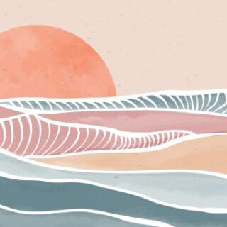 Boho Ocean Wave Contemporary Art Wallpaper Mural