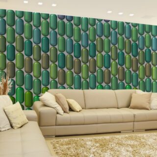 3D Green Abstract Shapes Wallpaper Mural
