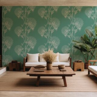 Sea Green Foliage Flower Wallpaper Mural