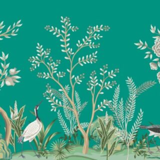 Sea Green Vintage Chinoiserie Garden Wallpaper Mural