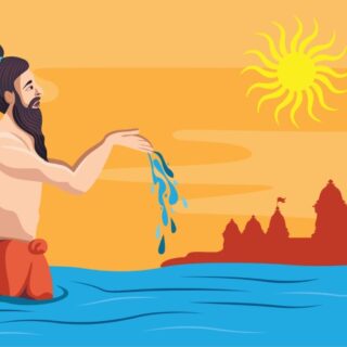 Kumbha Spiritual Guru Sadhu Praying in Ganga Wallpaper Mural