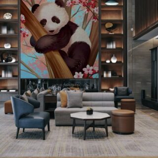 Panda Climbing A Tree Wallpaper Mural