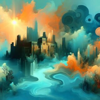 Abstract City Art Wallpaper Mural