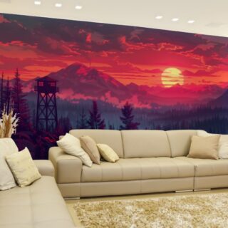 Fierce Red Scenery Wallpaper Mural