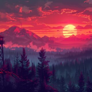 Fierce Red Scenery Wallpaper Mural