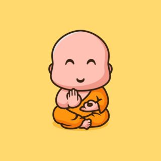 Cute Monk Meditation Wallpaper Mural
