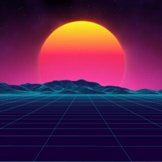 1980s Style Retro Landscape Cyber Surface Wallpaper Mural