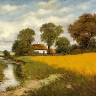 Rural Landscape Oil Painting Wallpaper Mural