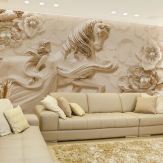 Equestrian, 3D Girl With Horse in Garden Wallpaper Mural