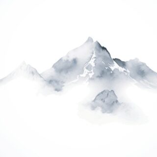 Minimalist Ink Painting of Misty Mountain Wallpaper Mural