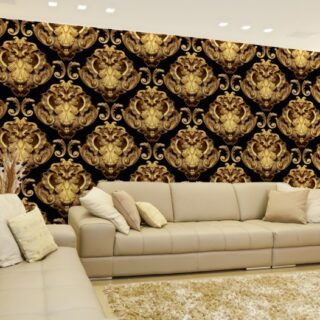 Antique Bronze Baroque Style Floral Wallpaper Mural