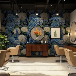Aesthetic Blue Garden Flowers Wallpaper Mural
