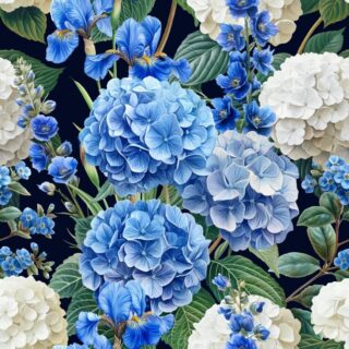Aesthetic Blue Garden Flowers Wallpaper Mural