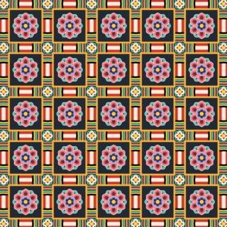 Korean Traditional Floral Wallpaper Mural