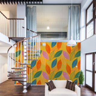 Bright Colorful Abstract Leaves Wallpaper Mural