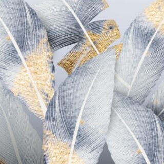 Celestial Drift, Watercolor Plumes in Royal Blue Wallpaper Mural