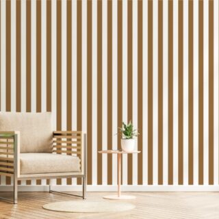 Brown and White Vertical Stripes Wallpaper Mural
