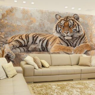 Majestic Tiger Resting in Lush Forest Wallpaper Mural