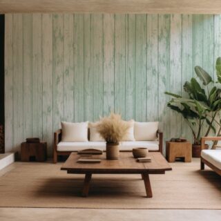Calming Soft Sage Green Wooden Stripes Wallpaper Mural