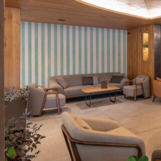 Soft Aqua Teal Blue and White Stripes Wallpaper Mural